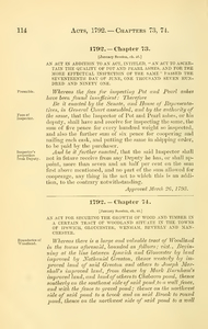 1792 Chap. 0074 An Act For Securing The Growth Of Wood And Timber In A Certain Tract Of Woodland Situate In The Towns Of Ipswich, Gloucester, Wenham, Beverly And Manchester.