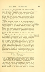 1793 Chap. 0064 An Act For Determining The Times And Place Of Holding The Supreme Judicial Court, And The Court Of General Sessions Of The Peace, And Court Of Common Pleas For And Within The County Of Hampshire.