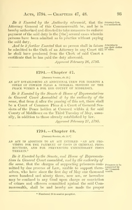 1794 Chap. 0047 An Act Establishing An Additional Term For Holding A Court Of Common Pleas & General Sessions Of The Peace Within & For The County Of Middlesex.