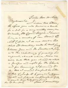Samuel Turell Armstrong letter to Heman Humphrey, 1842 March 30