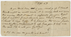 Edward Hitchcock note to Orra White, 1819? or 1820? September 6
