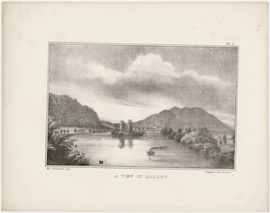 Orra White Hitchcock plate, "A view in Hadley," 1841