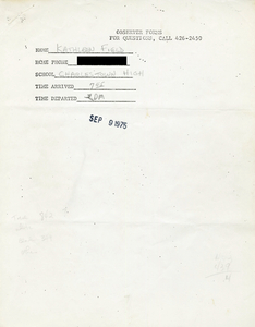 Citywide Coordinating Council daily monitoring report for Charlestown High School by Kathleen Field, 1975 September 9