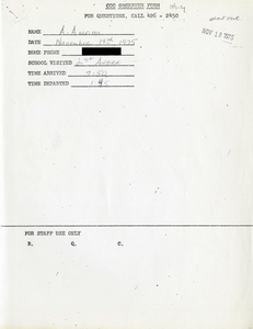 Citywide Coordinating Council daily monitoring report for South Boston High School's L Street Annex by Amarilis Amoros, 1975 November 14