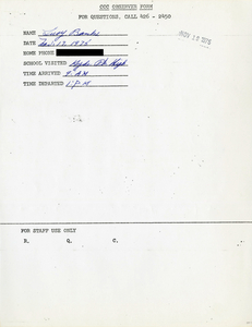 Citywide Coordinating Council daily monitoring report for Hyde Park High School by Lucy Banks, 1975 November 17