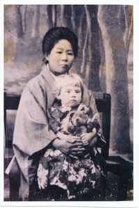 My mother, Margaret McCorke, age 2, with her nursemaid in Osaka, Japan