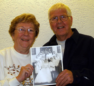 Peggy O'Keefe and Ronnie O'Keefe at the Stoneham Mass. Memories Road Show