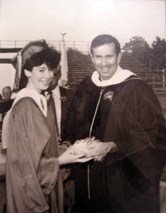 Quincy Mayor Francis X. McCauley congratulates his daughter, Jennifer, upon her graduation from North Quincy High School