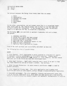 Legislative Agenda Memo