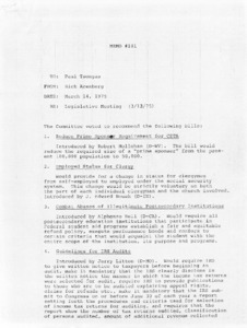 Legislative Meeting (3/13/1975) Memo #101