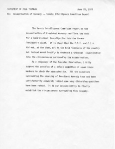Assassination of Kennedy--Senate Intelligence Committee Report