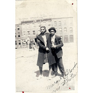 Margie Brook and Mo White pose on Haskins Street