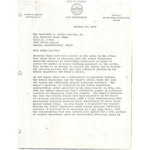 Letter to Judge Garrity from Kevin F. Maloney, October 21, 1975.