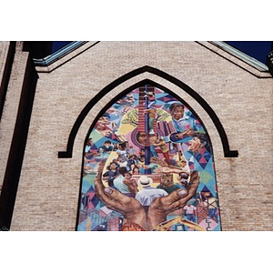 Detail of the mural painted by David Fichter for the facade of the Jorge Hernandez Cultural Center.