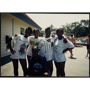 Five youth pose for the camera during a Tri-Club field trip to Water Country water park