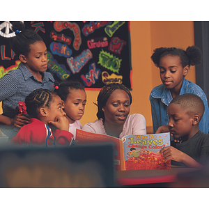 Education co-op student reading to children