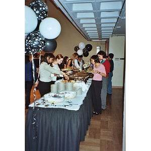 Students in buffet line at Student Activities Banquet