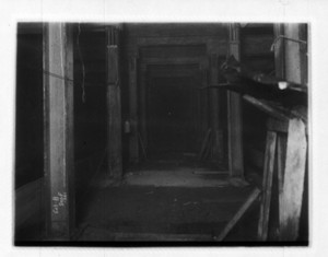 View of tunnel showing steel beams, probably Broadway Station