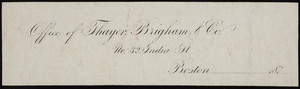 Letterhead for Thayer, Brigham & Co., cotton commission merchants, No. 32 India Street, Boston, Mass., 1870s