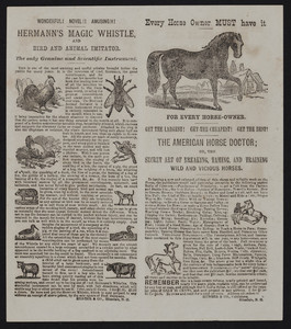 American horse doctor, Hunter & Co., Publishers, Hinsdale, N.H., undated