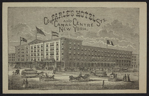 Brochure for Earle's Hotel, corner Canal and Centre Streets, near Broadway, New York, New York, undated