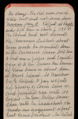 Thomas Lincoln Casey Notebook, December 1892-February 1893, 35, the Almys. The old man was up stairs