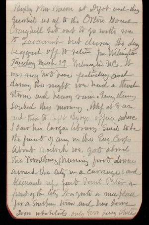 Thomas Lincoln Casey Notebook, February 1889-April 1889, 54, Bixby + Mr. Bacon at depot and they