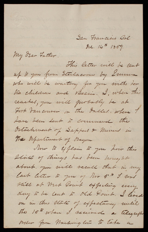 Thomas Lincoln Casey to General Silas Casey, December 14, 1859