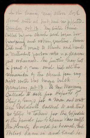 Thomas Lincoln Casey Notebook, October 1890-December 1890, 11, in the evening Maj Allen