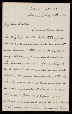 Admiral Silas Casey to Thomas Lincoln Casey, July 15, 1888