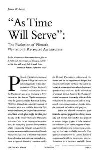 "As Time Will Serve" : The Evolution of Plimouth Plantation's Recreated Architecture