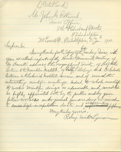 Letter from Benjamin Smith Lyman to John G. Rettermel