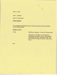 Memorandum from Mark H. McCormack to John L. Macklin