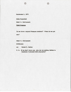 Memorandum from Mark H. McCormack to Jules Rosenthal