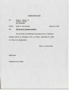 Memorandum from Mark H. McCormack to Arthur J. Lafave, Jr., Robert S. Burton, and Jay Michaels