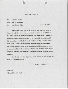 Memorandum from Mark H. McCormack to Robert S. Burton