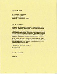 Letter from Mark H. McCormack to Donald G. Goldstrom