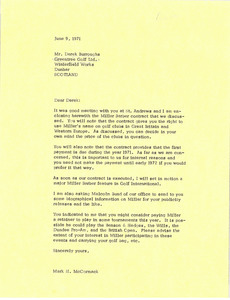 Letter from Mark H. McCormack to Derek Burroughs