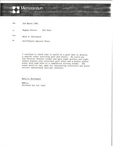 Memorandum from Mark H. McCormack to Hughes Norton and Bob Kain