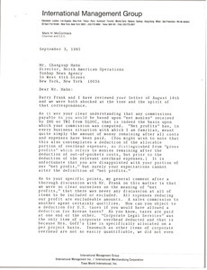 Letter from Mark H. McCormack to Changsup Hahn