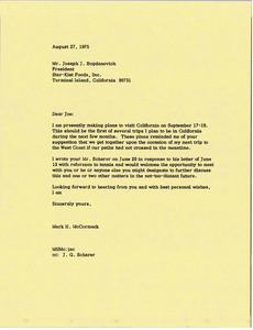 Letter from Mark H. McCormack to Joseph J. Bogdanovich