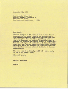 Letter from Mark H. McCormack to Frank D. Tautum