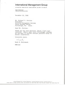 Letter from Mark H. McCormack to Micahel V. Fortino