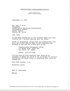 Letter from Mark H. McCormack to John R. Kris