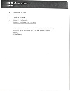 Memorandum from Mark H. McCormack to Todd McCormack