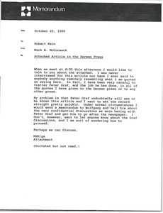 Memorandum from Mark H. McCormack to Robert Kain