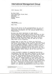 Letter from Mark H. McCormack to Paul Pare