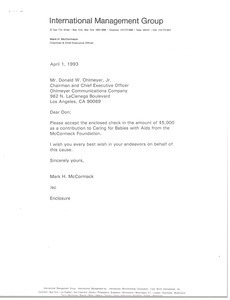 Letter from Mark H. McCormack to Donald W. Ohlmeyer