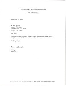 Letter from Mark H. McCormack to Bob Briner