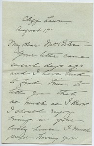 Letter from Grace Carter to Florence Porter Lyman